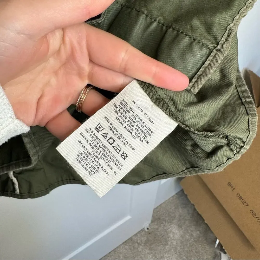 Anthropologie Hei Hei Army Green Button Down Lightweight Crop Jacket Size Small
